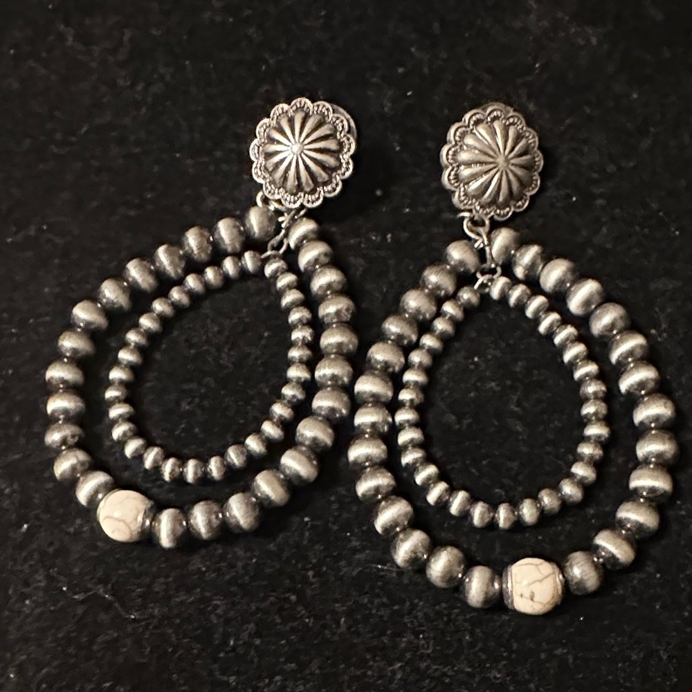 Elegant Silver Beaded Earrings